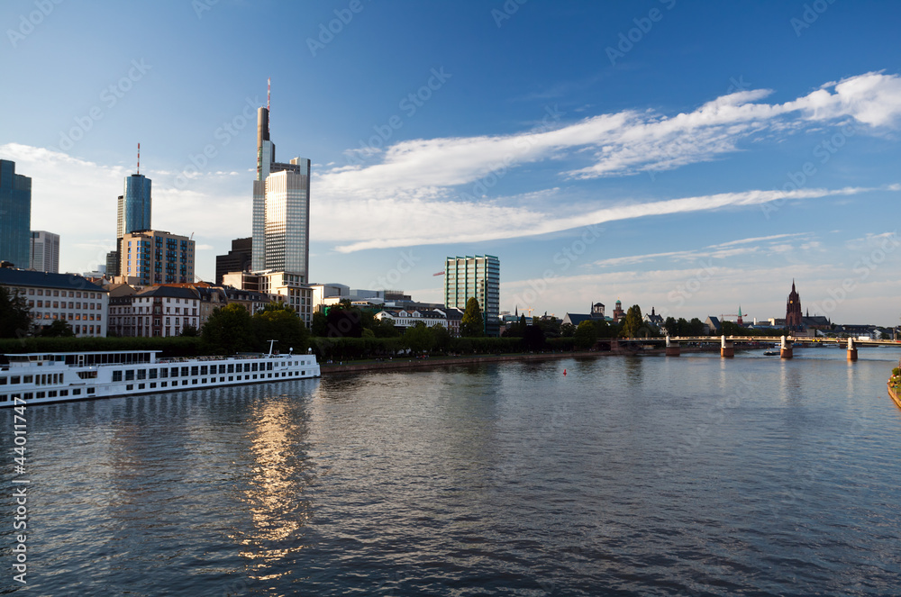 cityscape of Frankfurt from Main river