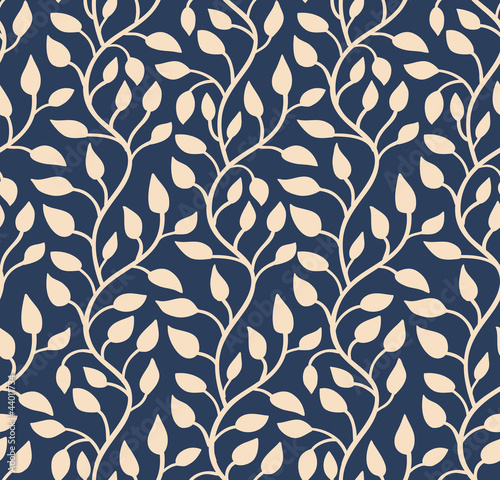 Seamless stylish blue leaf pattern. Vector illustration