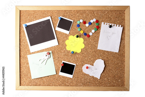 Cork board with notes