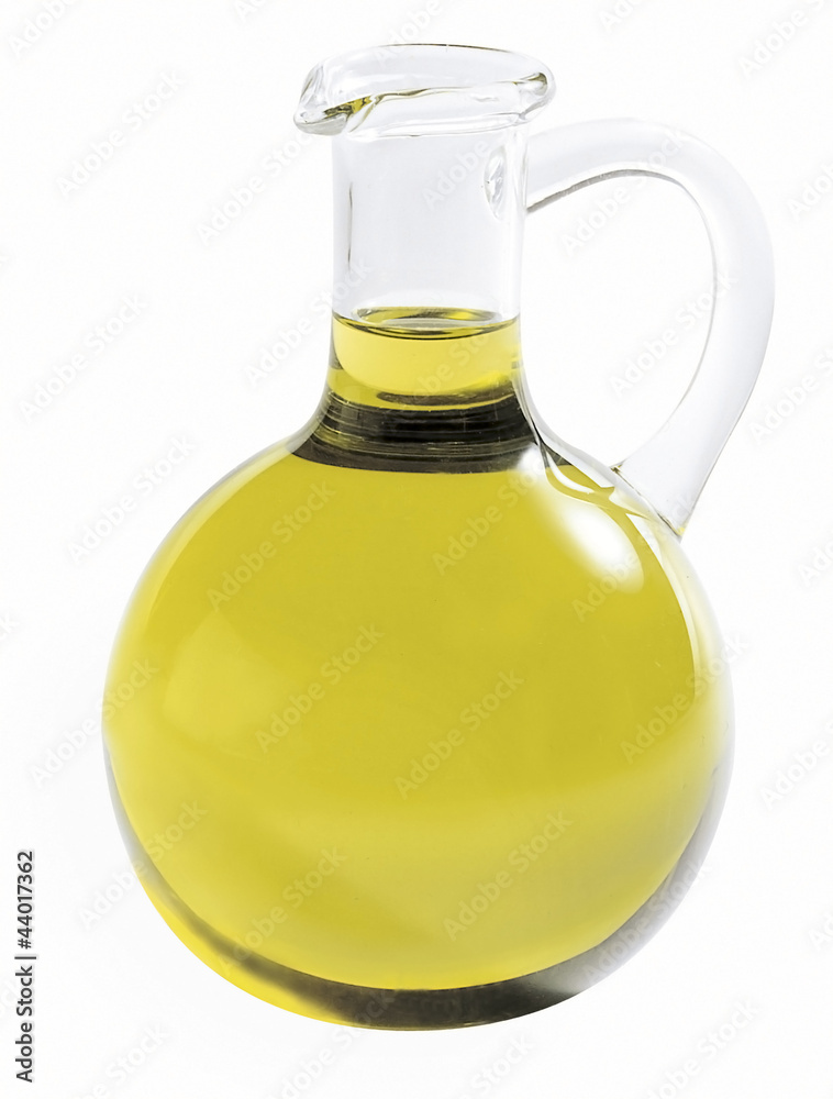 Ampolla oliera con olio Stock Photo