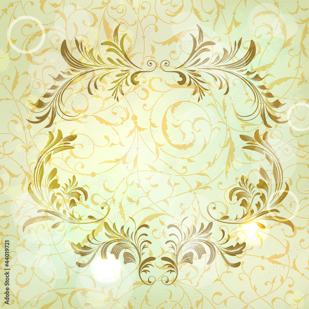 Fototapeta premium Vector abstract background with floral calligraphic frame