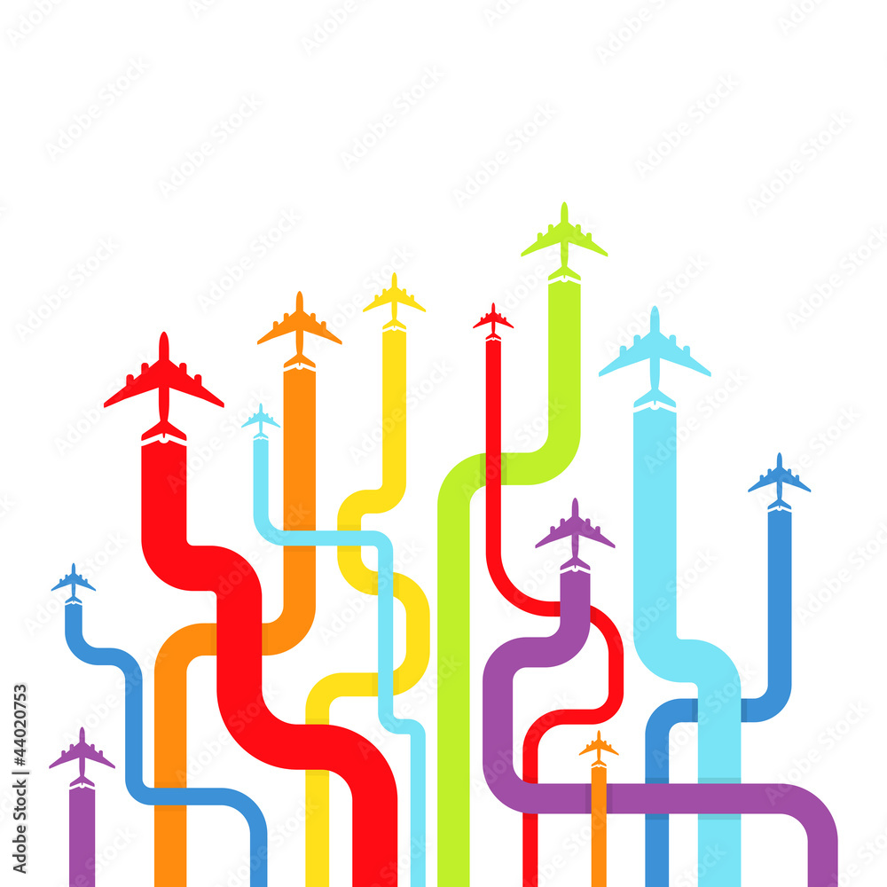 Background with rainbow airplanes. Vector illustration. Background with rainbow airplanes. Vector illustration.