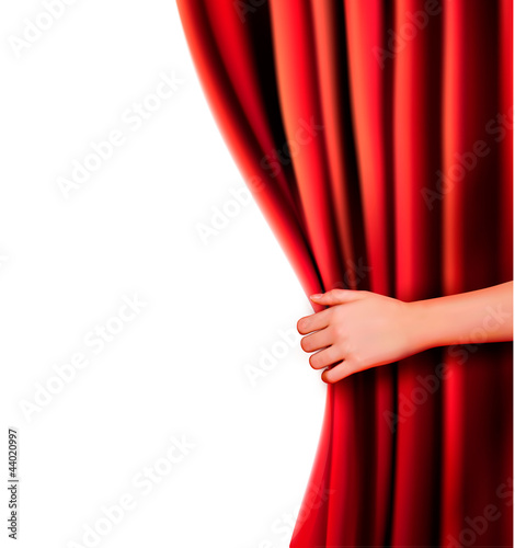 Background with red velvet curtain Vector