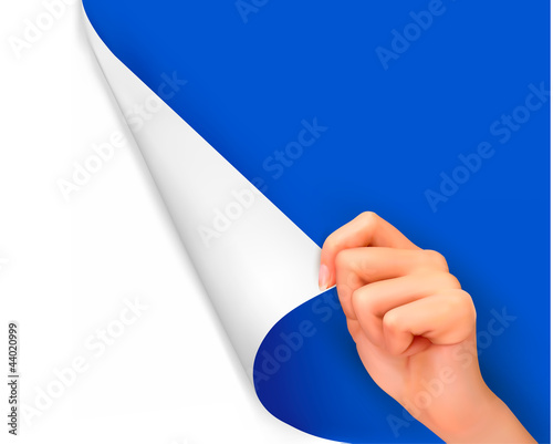 Blank sheet of paper with hand  Vector