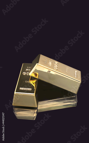 Gold bars, ingots  on black