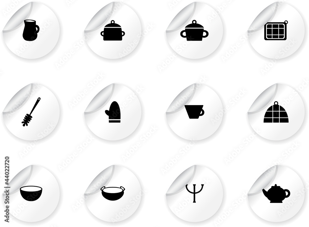 Stickers with kitchen symbols