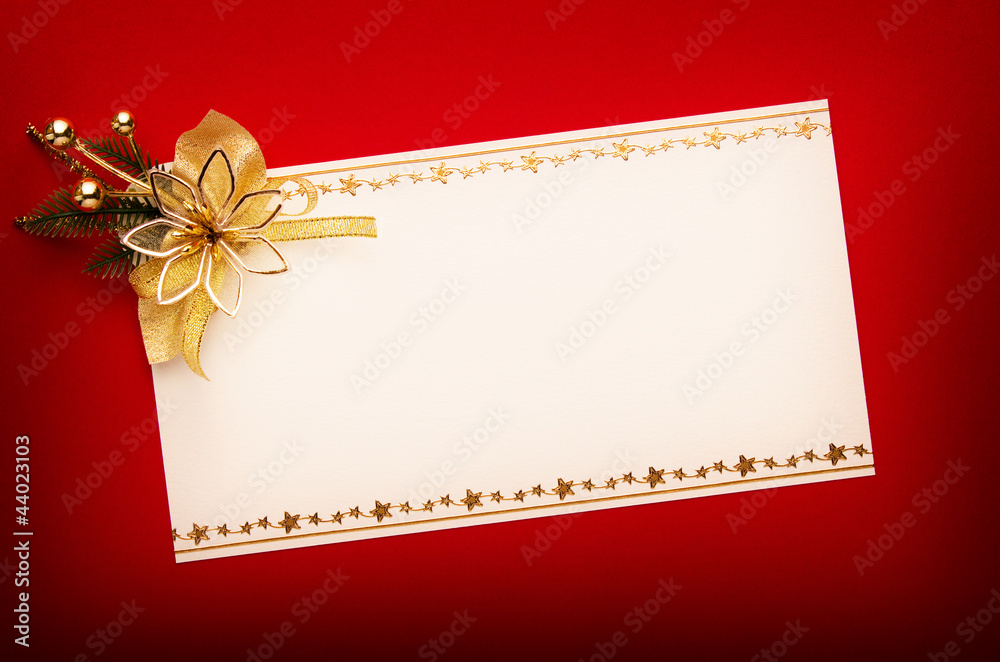 Greeting red card with gold decor