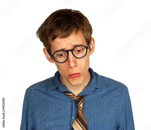 Sad Man with Glasses and Tie