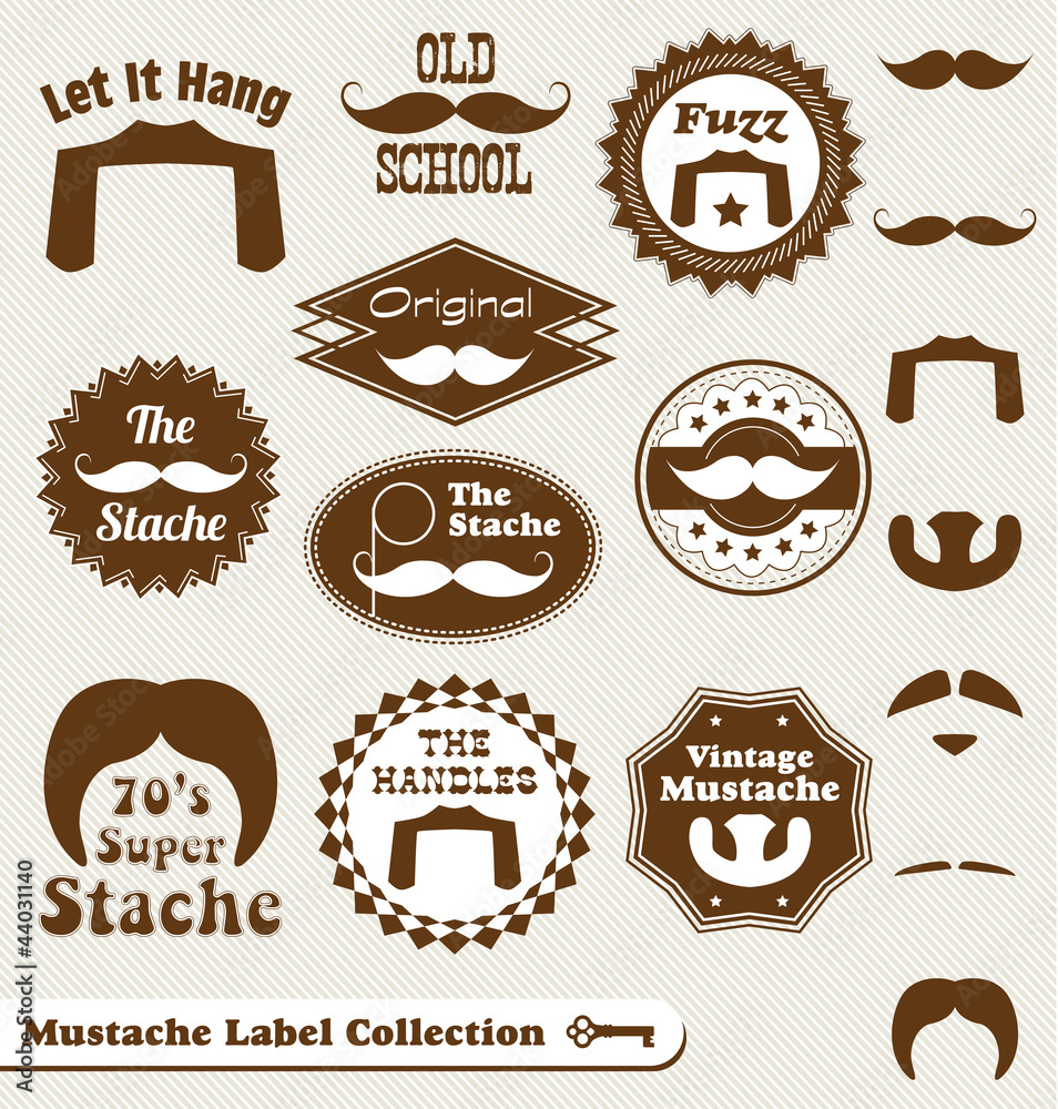 Vector Set: Mustache Vintage Label Collection Stock Vector | Adobe Stock