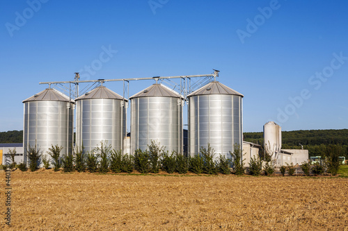 field in harvest with silo