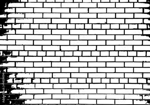 Grunge white and black brick wall background