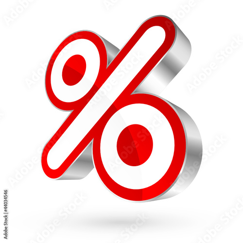 Red/White/Silver Percent Sign 3D Sale