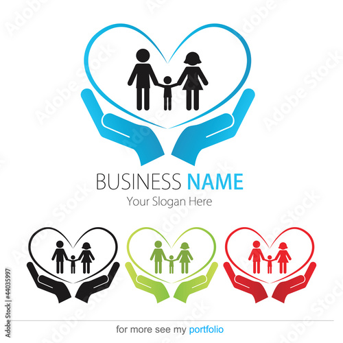 Company (Business) Logo Design, Vector, Heart, Peoples, Family