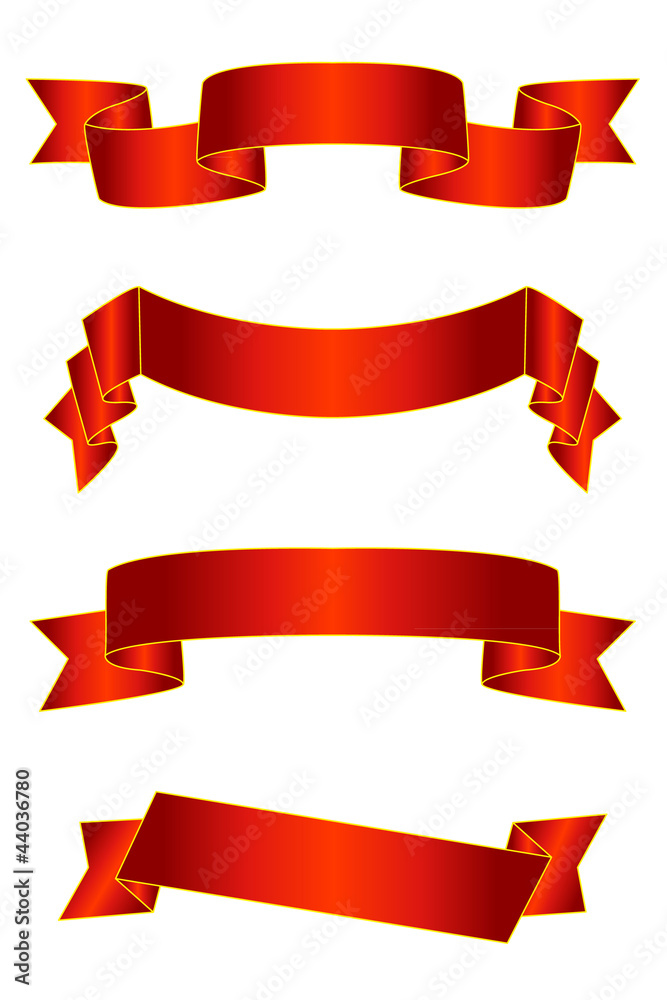 Set of four vector red banners/scrolls/ribbons Set of four vector red banners/scrolls/ribbons