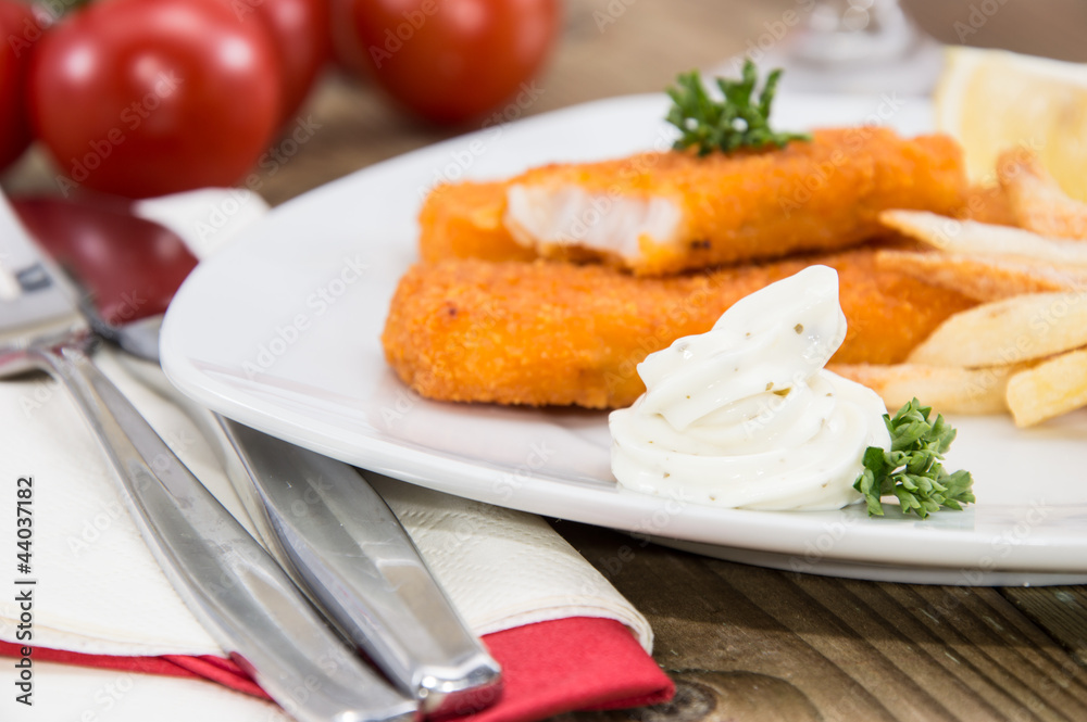 Portion of Fish Fingers with Remoulade Portion of Fish Fingers with Remoulade