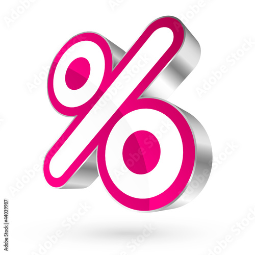Pink/White/Silver Percent Sign 3D Sale