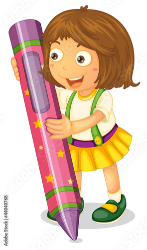 a girl holding pencil