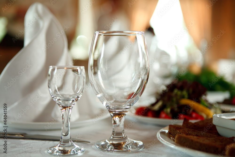 Served table in restaurant Served table in restaurant