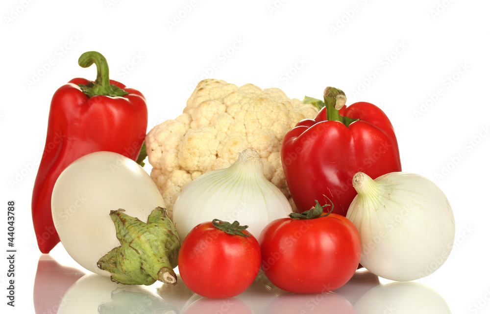 Colorful fresh vegetables isolated on white Colorful fresh vegetables isolated on white