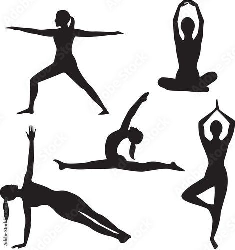 Yoga woman silhouette collection. Vector illustration