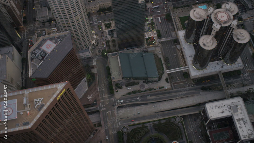 Aerial vertical view of skyscrapers in downtown Los Angeles, USA Aerial vertical view of skyscrapers in downtown Los Angeles, USA