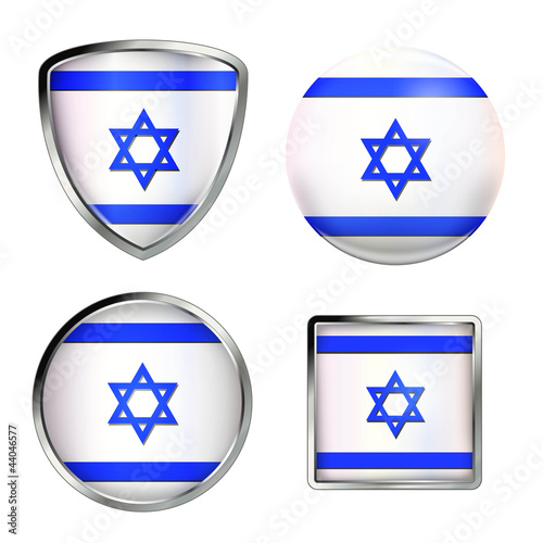 israel flag icon set, metallic