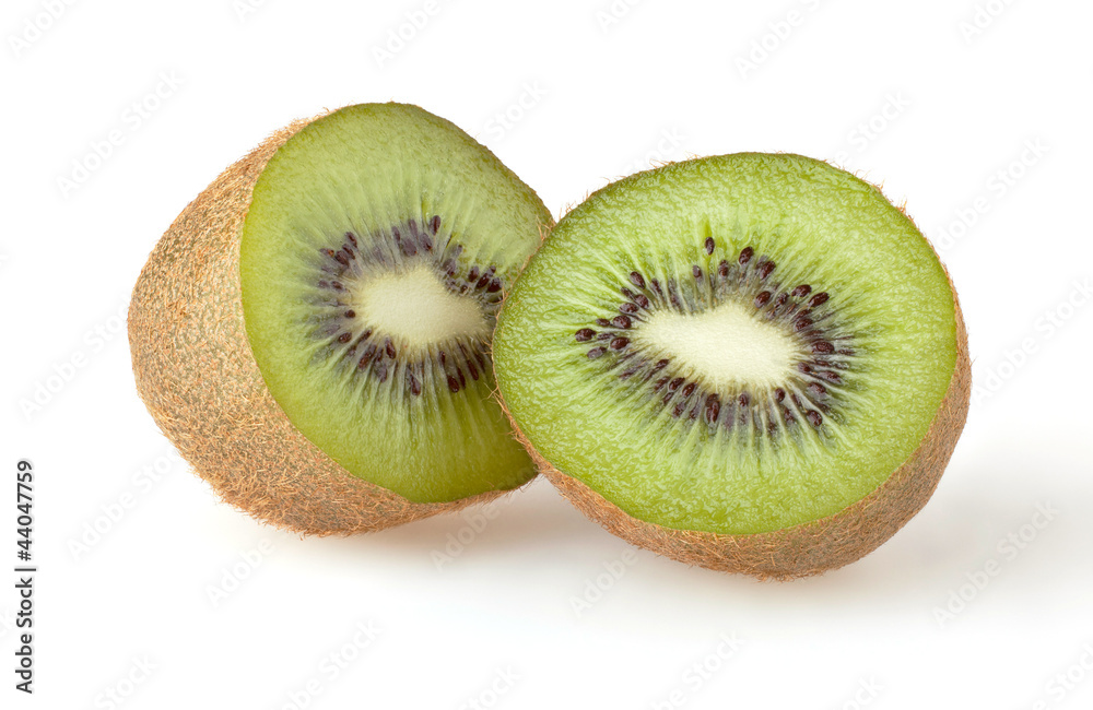 Two green kiwi isolated on white background Two green kiwi isolated on white background