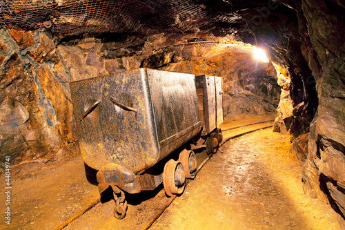Cart in gold mine - underground