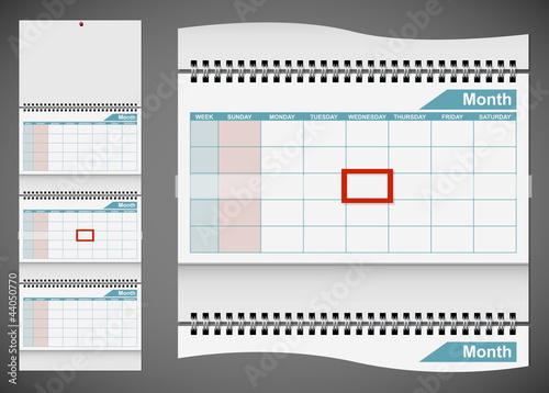Blank standard wall calendar template