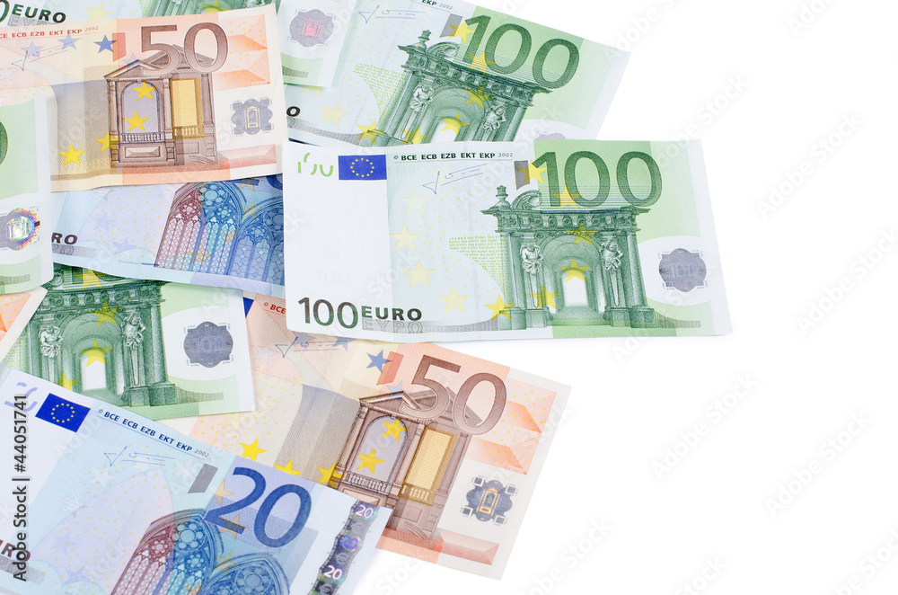 Euro banknotes isolated on white background Euro banknotes isolated on white background