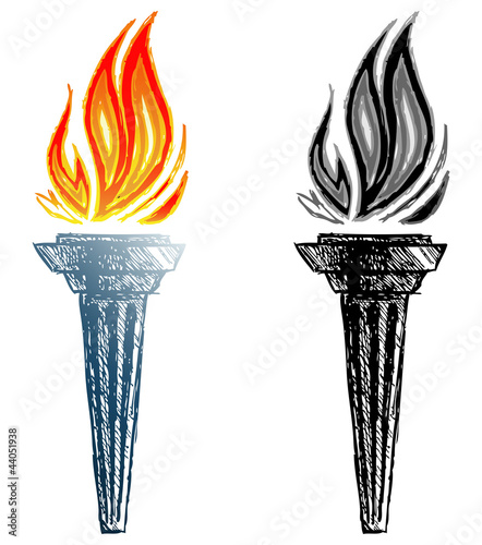 Burning torch. Sketch