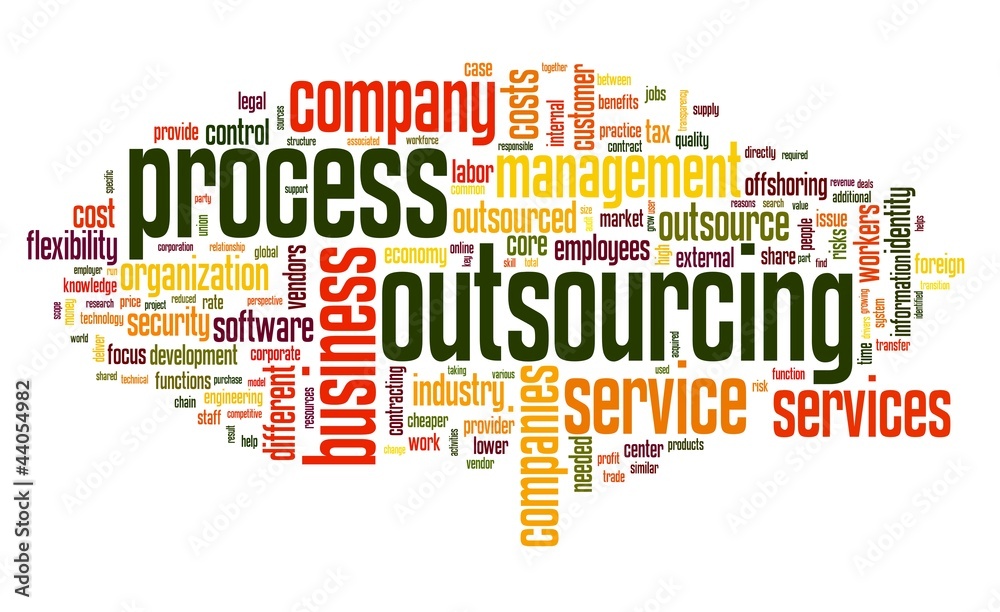 Process outsourcing concept in word tag cloud