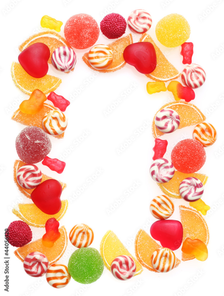 frame of colorful jelly candies isolated on white frame of colorful jelly candies isolated on white