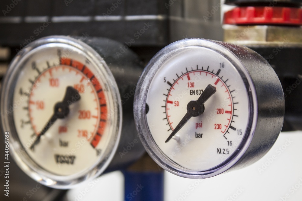 barometer in blue air compressors,white background barometer in blue air compressors,white background
