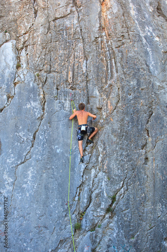 Climber on Sistiana rock, Trieste