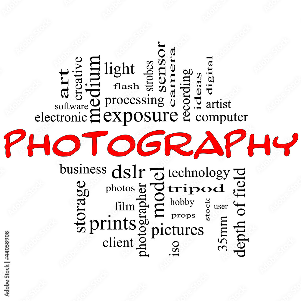 Fototapeta premium Photography word cloud concept black and red
