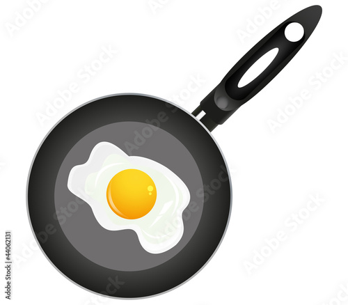 Fried eggs on pan