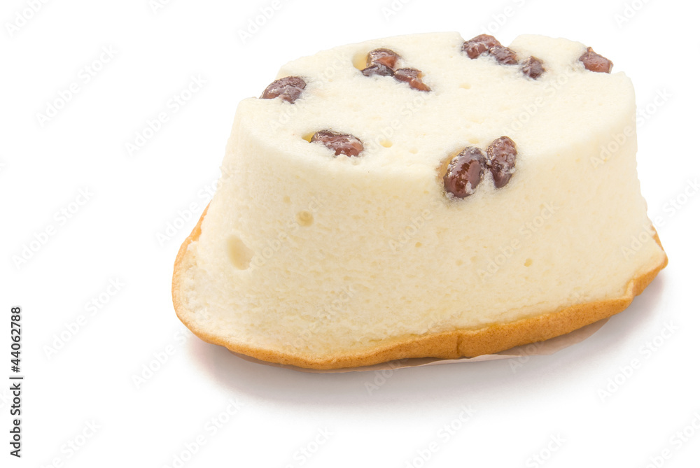 top view red bean cheese cake with clipping path