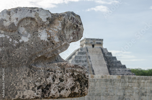 Feathered serpent and pyramid in Chichen Itza
