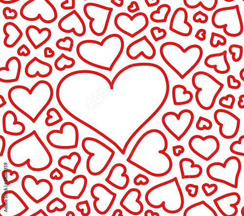Red Hearts Seamless Pattern One Big