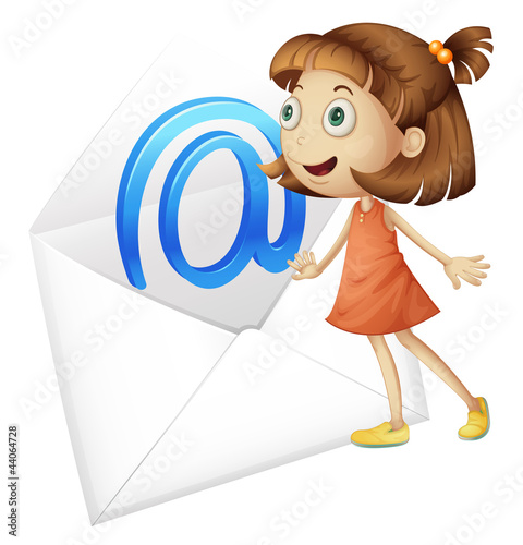 a girl and mail envelop