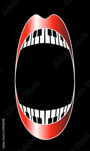 Singing open female mouse, isolated on black background