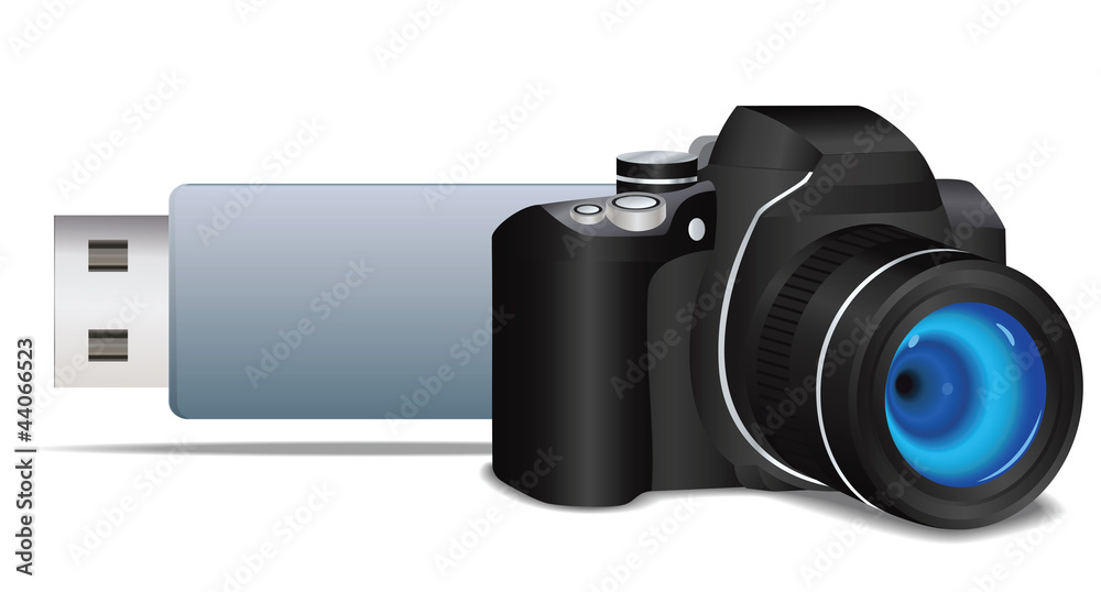 USB flash drive with camera icon USB flash drive with camera icon