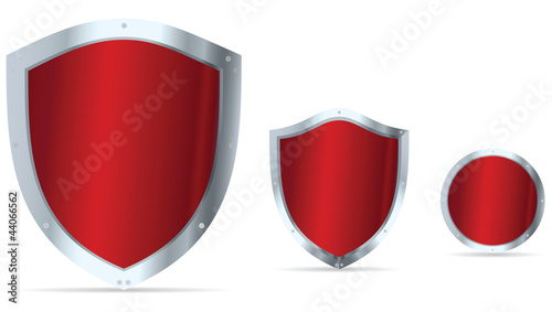 Set of red glossy steel shield
