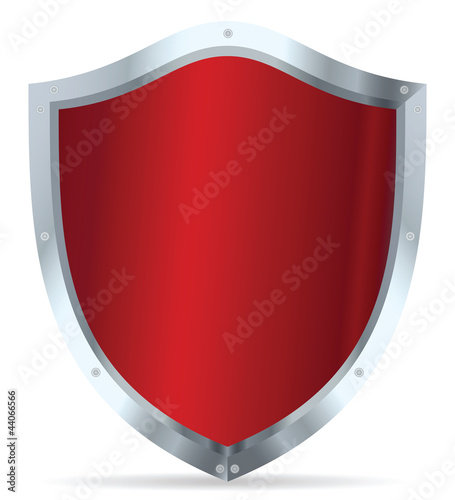 Red glossy steel shield