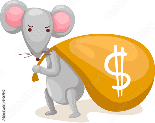 Cartoon mouse carry bag with money