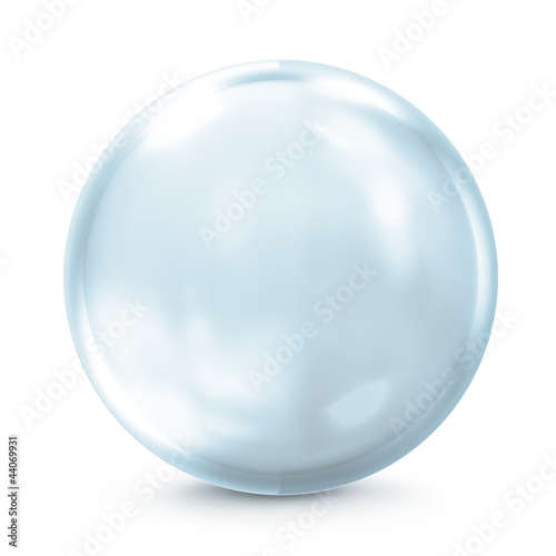 Empty Blue Glass Sphere isolated on white background