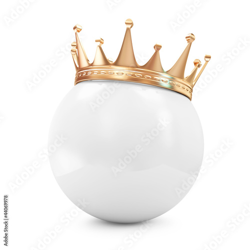 Golden Crown on White Ball isolated on white background