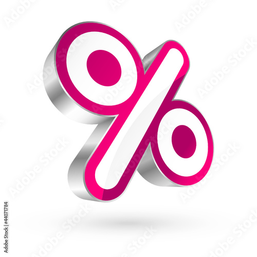 Percent Sign 3D Sale Pink/White/Silver