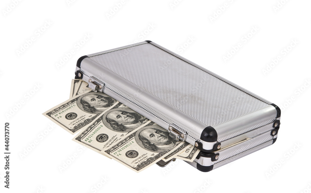 Case with dollars isolated Case with dollars isolated